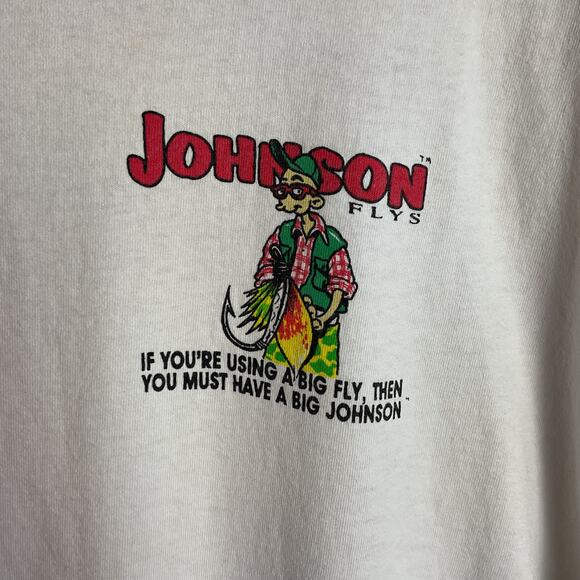 Oneita Big Johnson Thrashed Cotton Crewneck Fishing Tee White XL Made in USA - Picture 3 of 14